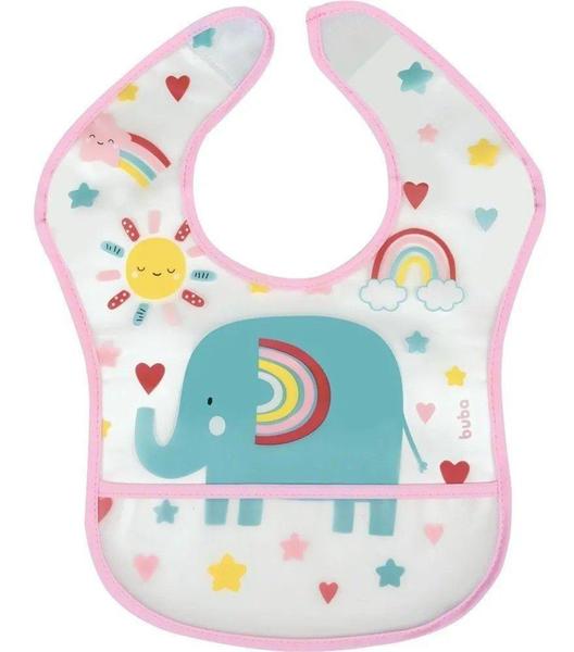 Babador Com Bolso Elefante Arco Iris Buba Imagem de Babador Com Bolso Elefante Arco Iris Buba