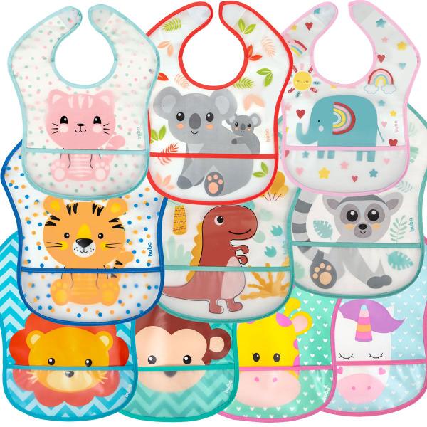 Babador com Bolso Pega Migalhas com Fixador Animais Buba Imagem de Babador com Bolso Pega Migalhas com Fixador Animais Buba