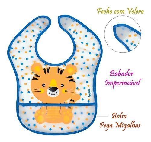 Babador com Bolso Pega Migalhas com Fixador Animais Buba Imagem de Babador com Bolso Pega Migalhas com Fixador Animais Buba