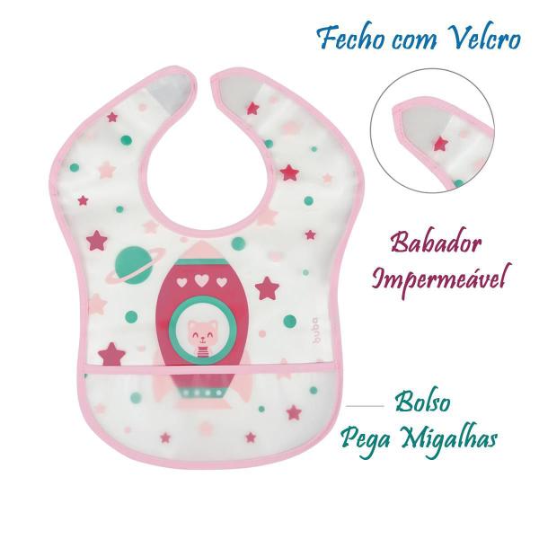 Imagem de Babador com Bolso Pega Migalhas Impermeável com Ajuste Fixador Foguete Buba