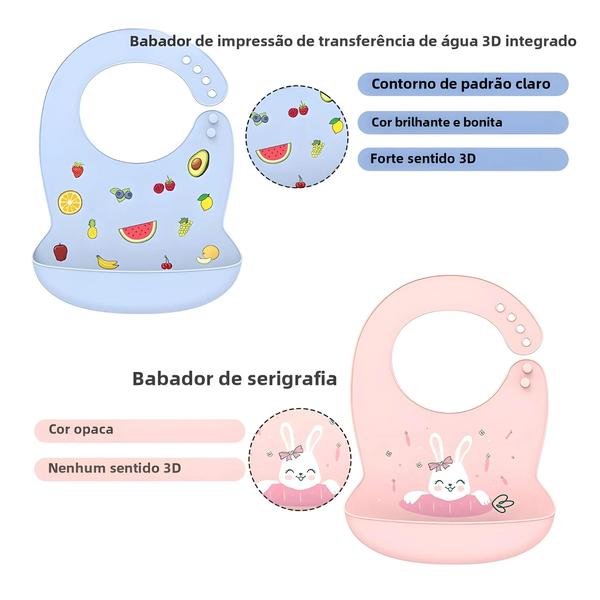 Imagem de Babador De Bebê De Silicone À Prova D'água Ajustável Desenho Animado Babadores De Alimentação Para