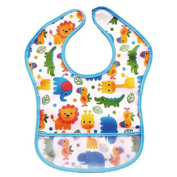 Imagem de Babador De Plastico Com Bolso Pega Migalhas Ajustável E Impermeável Animal Fun - Buba