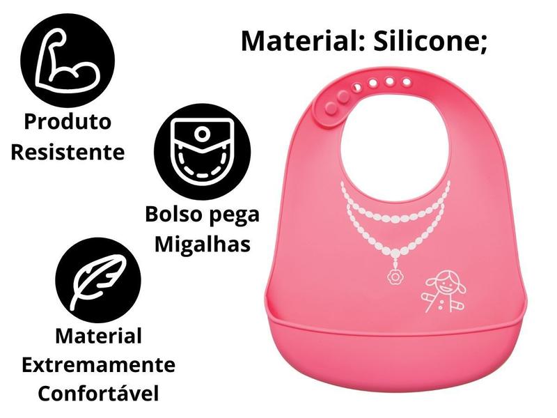 Imagem de Babador De Silicone Bebê Impermeável Cata Migalhas Buba