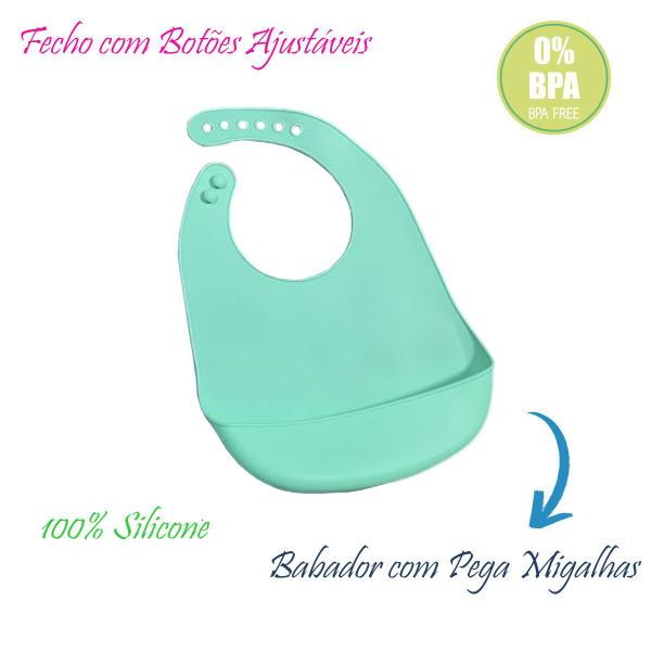 Imagem de Babador de Silicone Cata Migalhas com Ajuste de Tamanho Blw Hora da Papinha Bebê Impermeável