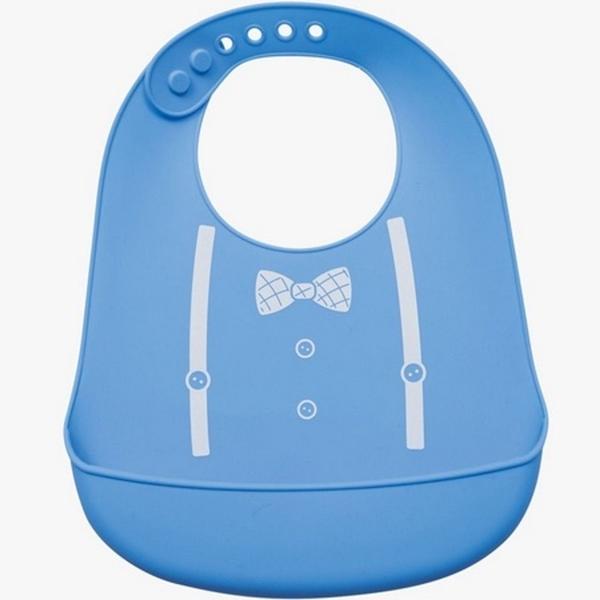 Babador de silicone com pega migalhas azul Buba Imagem de Babador de silicone com pega migalhas azul Buba