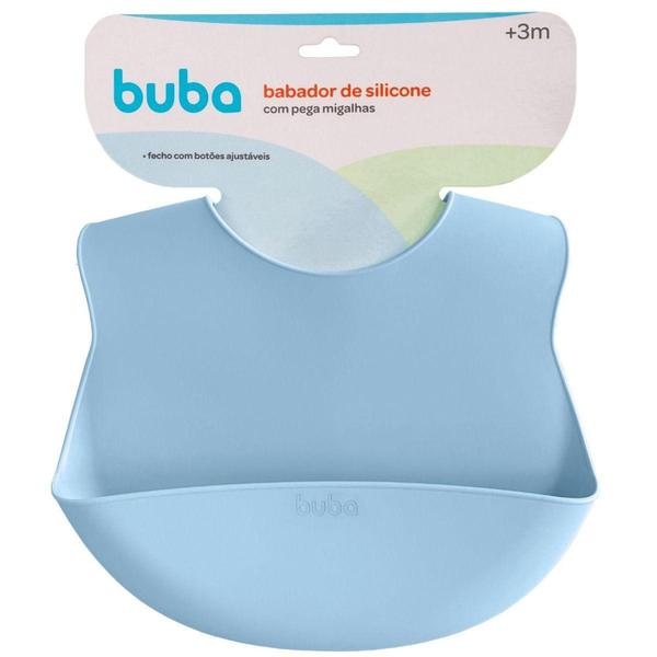 Imagem de Babador de Silicone com Pega Migalhas Buba Azul