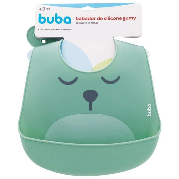 Imagem de Babador de silicone com pega migalhas gumy verde - buba