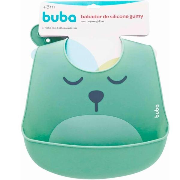 Imagem de Babador de Silicone com Pega Migalhas Gumy Verde - Buba