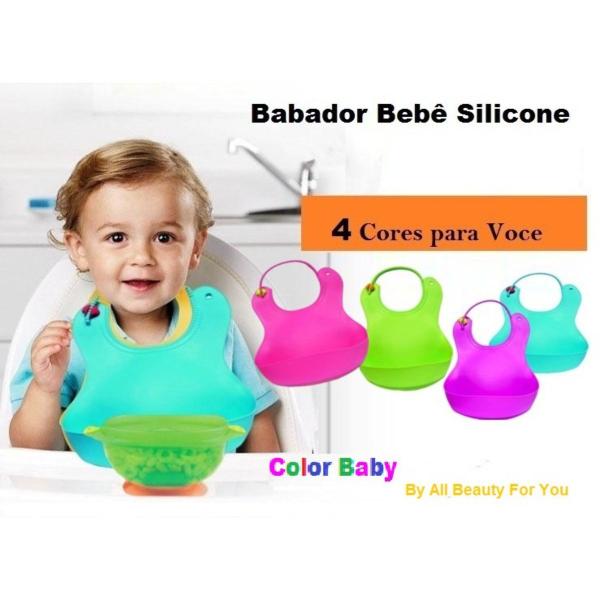 Imagem de Babador de Silicone Impermeável Color Baby - Praticidade e Conforto para o Bebê