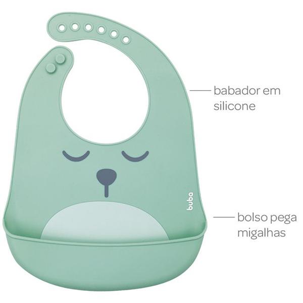 Imagem de Babador de Silicone Impermeável Com Pega Migalhas Bebê Infantil Gumy Gumi Azul Rosa e Verde Buba