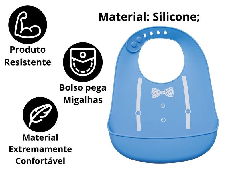 Imagem de Babador de Silicone para Bebê Buba Com Pega Migalhas Menina Menino Cata Migalhas