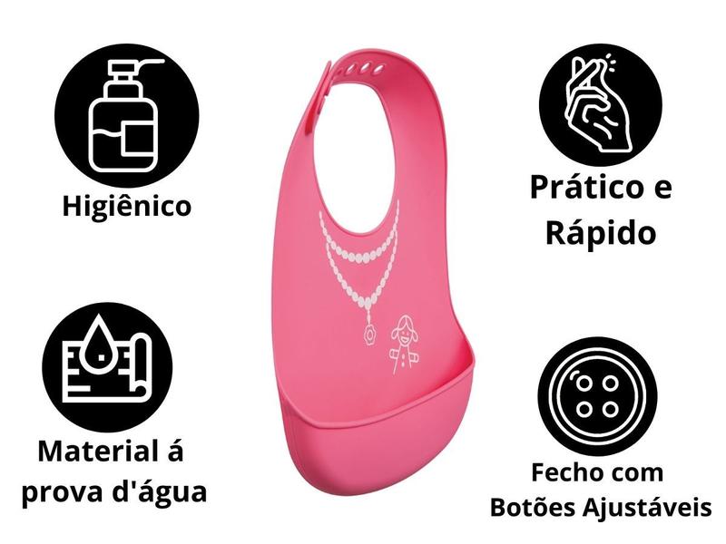 Imagem de Babador de Silicone para Bebê Buba Com Pega Migalhas Menina Menino Cata Migalhas