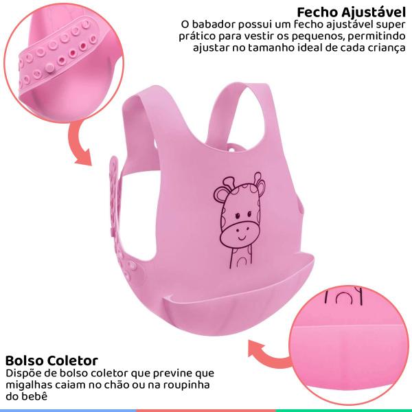 Imagem de Babador De Silicone Para Bebê Com Bolso Pega Migalhas Coletor Com Cinto +3 Meses Buba