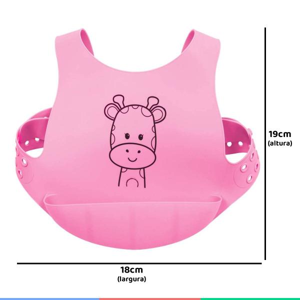 Imagem de Babador De Silicone Para Bebê Com Bolso Pega Migalhas Coletor Com Cinto +3 Meses Rosa Buba