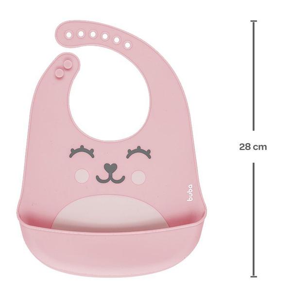 Imagem de Babador Gummy Infantil Bebê Com Pega Migalhas Silicone Rosa Buba