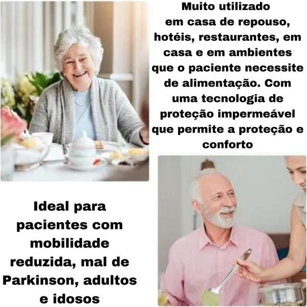 Imagem de Babador Impermeável Adulto Idosos Para Proteção Comer Comida Bege (Tam. P)