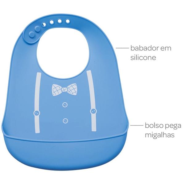 Imagem de Babador impermeavel avental alimentação infantil bebes de silicone com pega migalhas