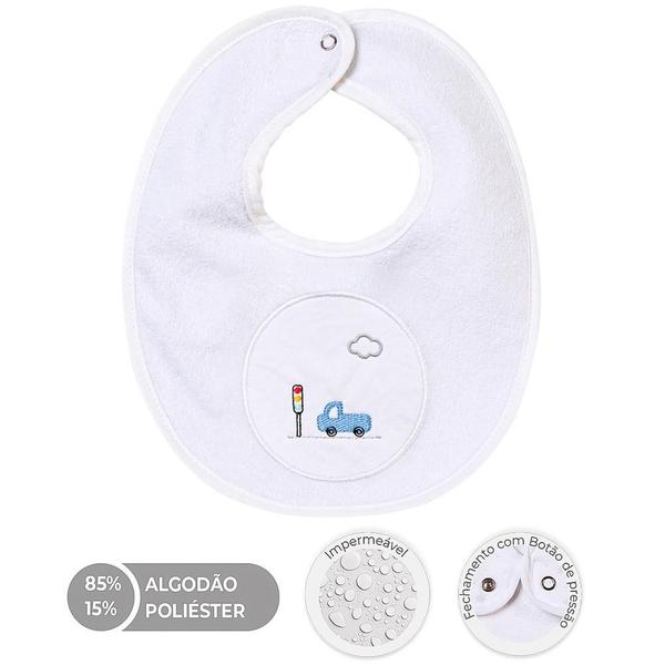 Babador Impermeável Bordados Papi 28cm x 22cm Carros Branco 4929 Imagem de Babador Impermeável Bordados Papi 28cm x 22cm Carros Branco 4929