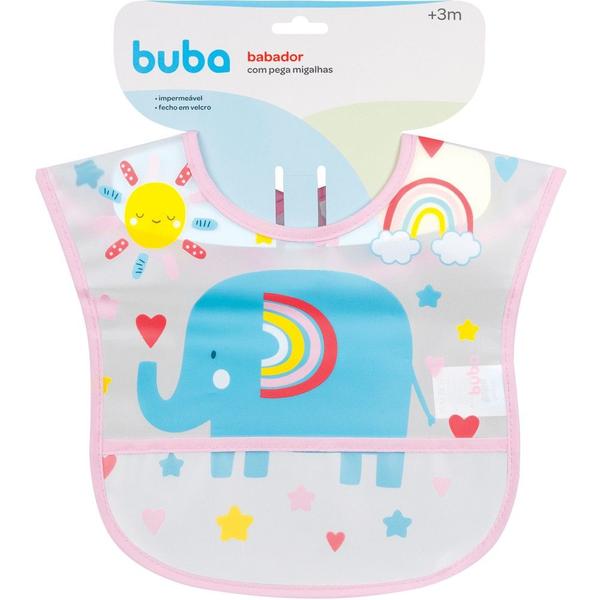 Babador Impermeável com Bolso Cata Migalhas Arco-íris - Buba Imagem de Babador Impermeável com Bolso Cata Migalhas Arco-íris - Buba