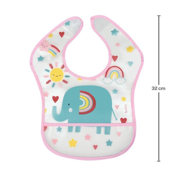 Babador Impermeável com Bolso Cata Migalhas Arco-íris - Buba Imagem de Babador Impermeável com Bolso Cata Migalhas Arco-íris - Buba