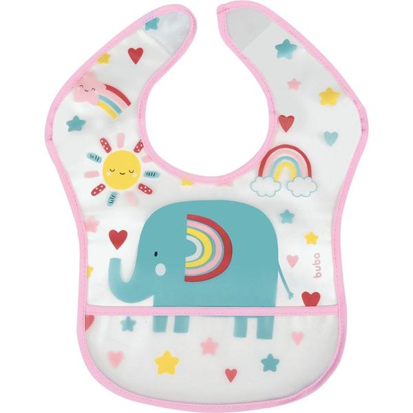 Babador Impermeável com Bolso Cata Migalhas Arco-íris - Buba Imagem de Babador Impermeável com Bolso Cata Migalhas Arco-íris - Buba