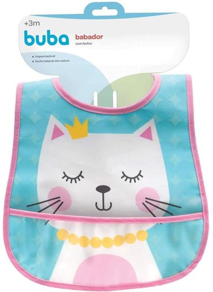 Imagem de Babador Impermeável Gatinha Com Bolso Para O Bebê Buba Baby