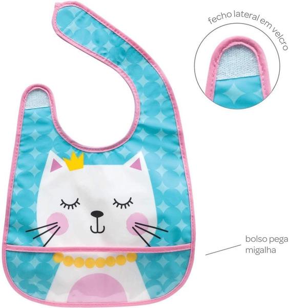 Imagem de Babador Impermeável Gatinha Com Bolso Para O Bebê Buba Baby