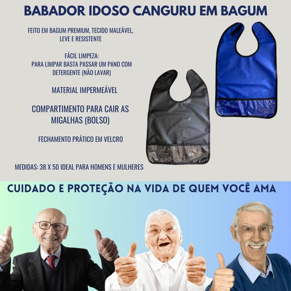 Imagem de Babador Impermeável Idosos Adultos Jovens Azul Com Bolso em bagum