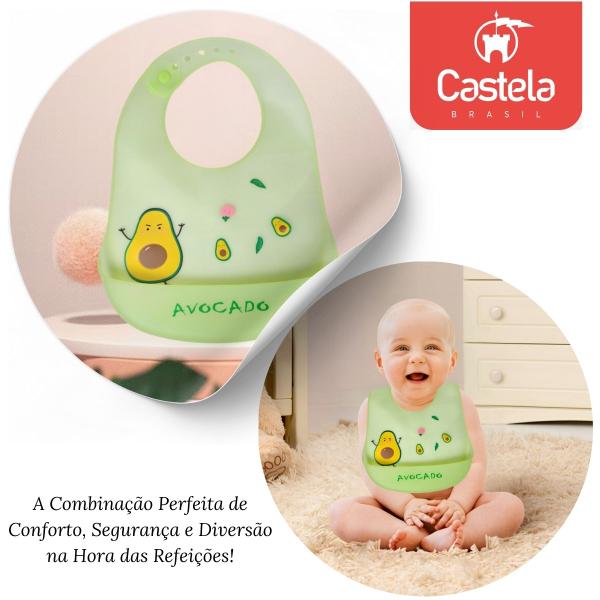 Babador Infantil Abacate Impermeável C/ Bolso Pega Migalhas Verde - Castela - CASTELA BRASIL Imagem de Babador Infantil Abacate Impermeável C/ Bolso Pega Migalhas Verde - Castela