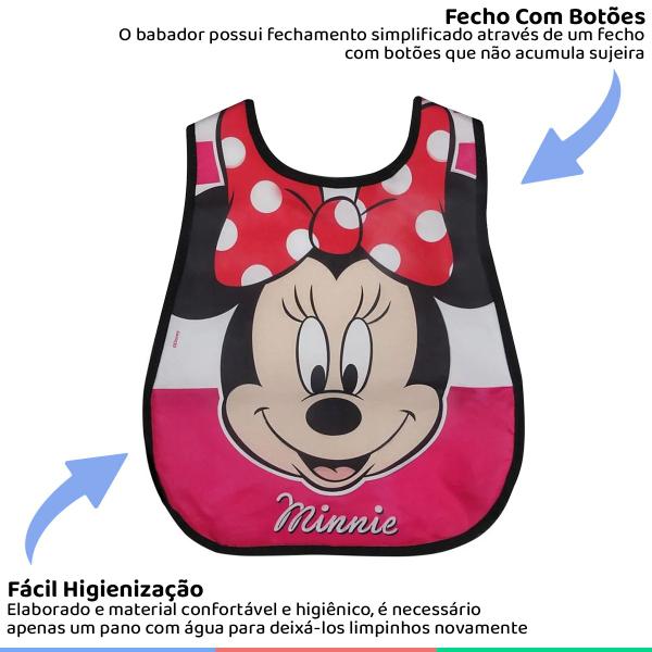 Imagem de Babador Infantil Bebe Com Bolso Coletor De Migalhas e Botão Disney Baby Go