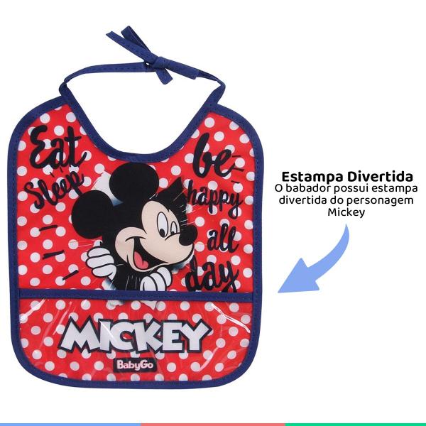 Imagem de Babador Infantil Bebe Com Bolso Coletor De Migalhas Vermelho Mickey Mouse Baby Go