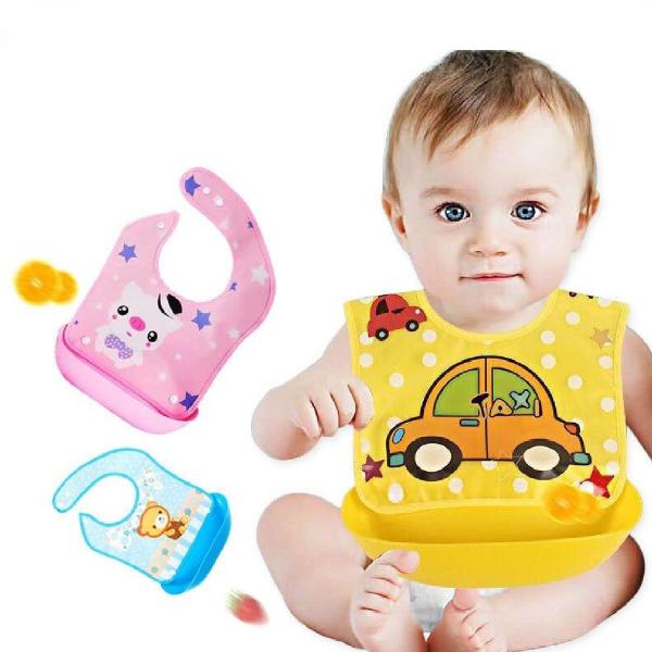 Imagem de Babador Infantil Bebê de Silicone Avental com Bandeja