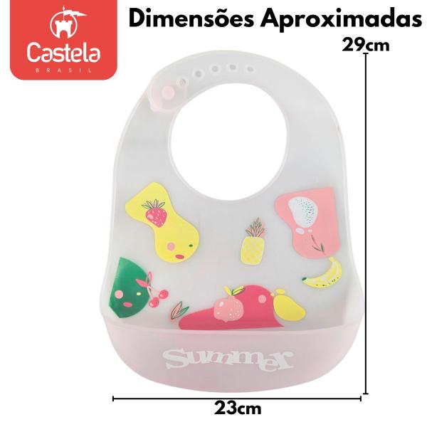 Imagem de Babador Infantil Frutas Impermeável C/ Bolso pega Migalhas - Castela