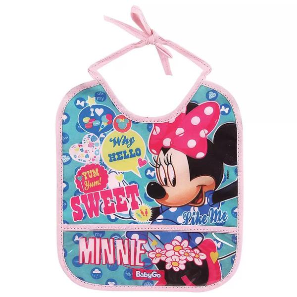 Imagem de Babador Infantil Para Bebê Com Bolso Coletor De Migalhas Com Cordão Ajustável Minnie BabyGo