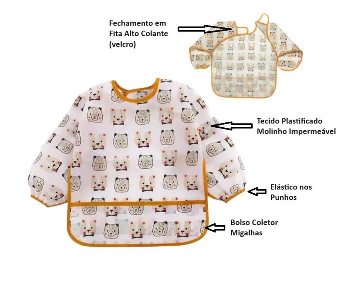 Imagem de Babador Manga Longa Blw Kit 2unds Flamingo Ursinho Infantil