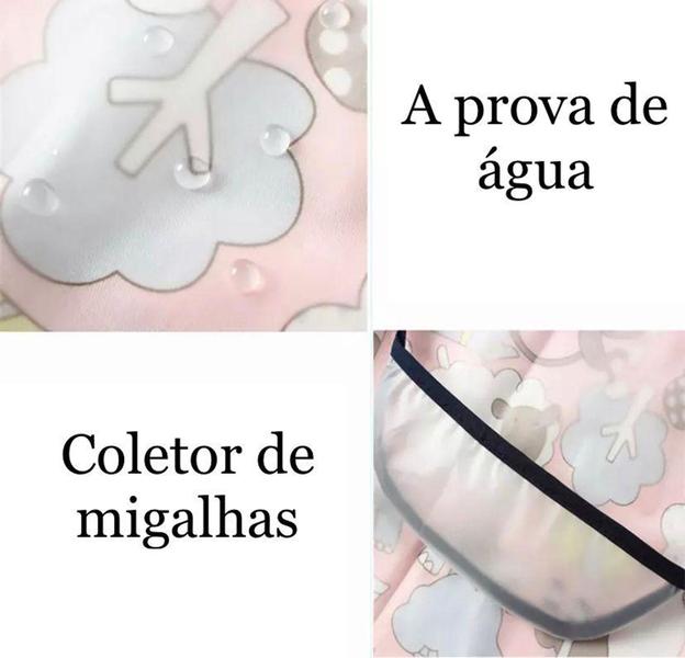 Imagem de Babador Manga Longa De Proteção Dupla - Cata Migalhas - Corações - Meninas