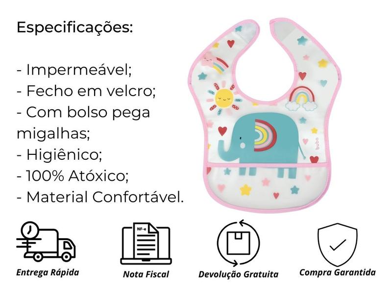 Imagem de Babador para Bebe com Bolso Bichinhos Buba 