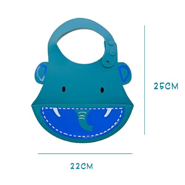 Imagem de Babador para bebê Infantil Silicone Elefante Azul com cata-migalhas Kababy - 1037E