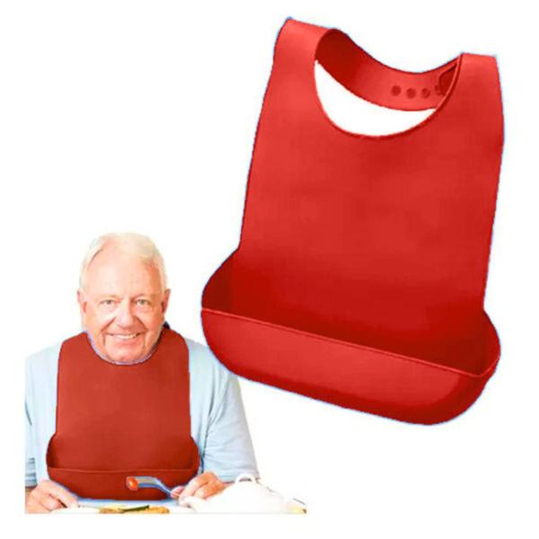 Imagem de Babador Para Proteção Comer Alimentação Sujeiras Roupa Limpa Vermelho (Tam. P)