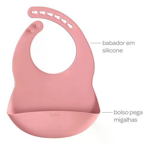 Imagem de Babador pega migalhas em silicone rosa buba