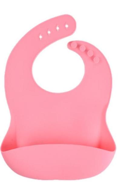 Imagem de Babador Prato Com Divisória Talheres Luxo Silicone Rosa Baby