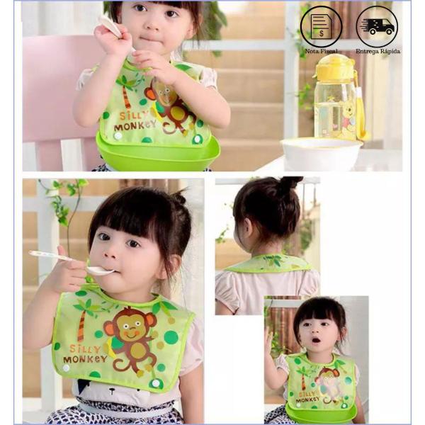 Babador Refeição Base Silicone Pega Migalhas Bebê Infantil - Hug Box Imagem de Babador Refeição Base Silicone Pega Migalhas Bebê Infantil