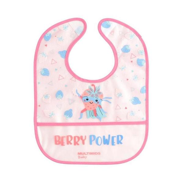 Babador Rosa Yum Impermeável Com Bolso Coletor De Migalhas - Multikids Imagem de Babador Rosa Yum Impermeável Com Bolso Coletor De Migalhas