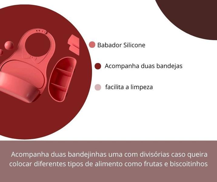 Imagem de Babador Silicone com Bandeja - Rosa Baby