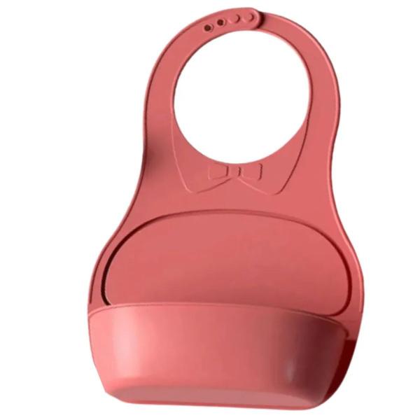 Imagem de Babador Silicone com Bandeja Rosa Impermeável Neném Baby