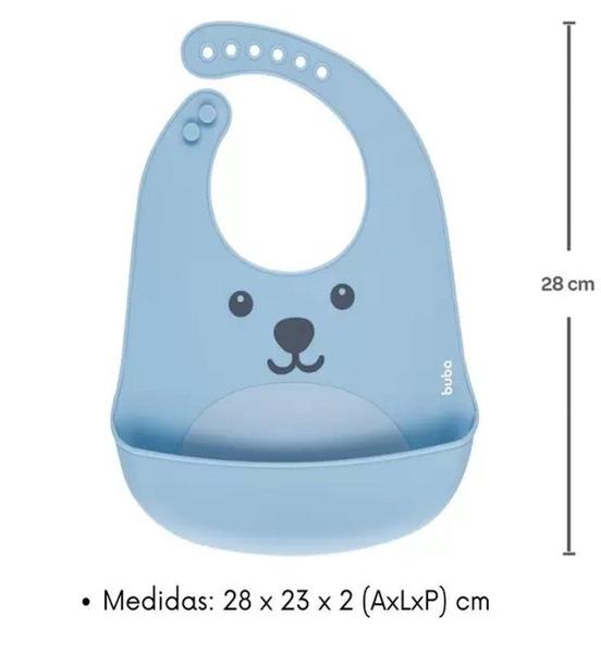 Imagem de Babador Silicone com Bolso Bebê Impermeável Azul Buba