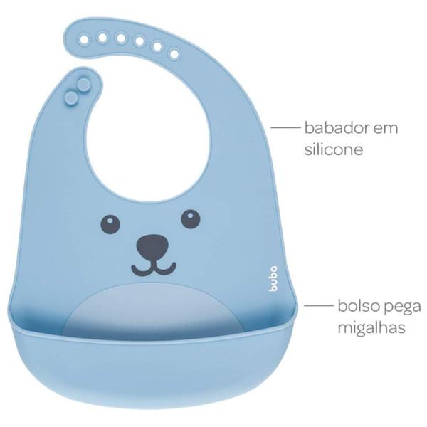 Imagem de Babador Silicone Com Pega-migalhas Rosa Ou Azul Gumy Buba