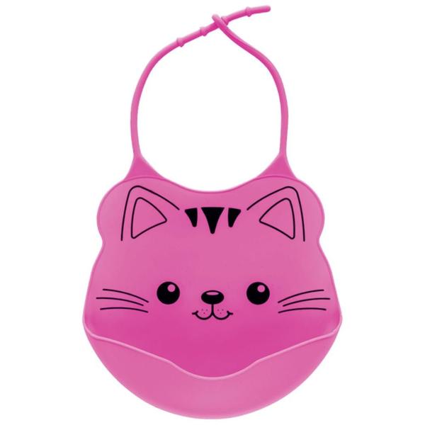 Imagem de Babador Silicone Pega Migalha Gato Rosa 09730 - Buba