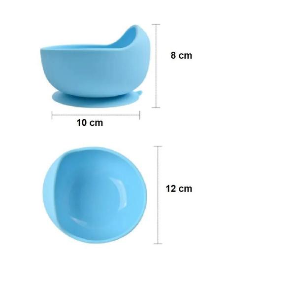 Imagem de Babador Silicone Tigela Ventosa E Talheres Luxo Cinza - Baby