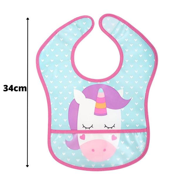 Imagem de Babador Únicornio Com Bolso Infantil Impermeável 15369 - Buba